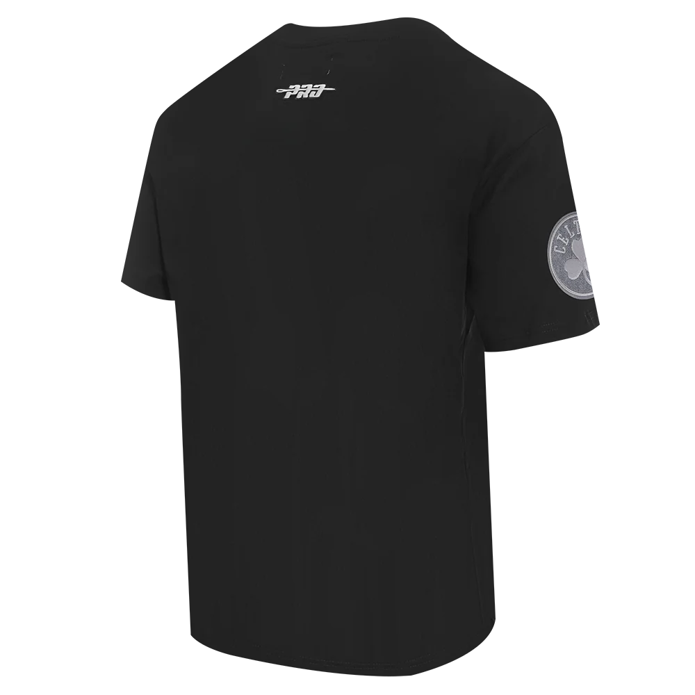 NBA BOSTON CELTICS REVERSE FRENCH TERRY MEN'S COTTON JERSEY DROP SHOULDER TEE (BLACK) - Image 4