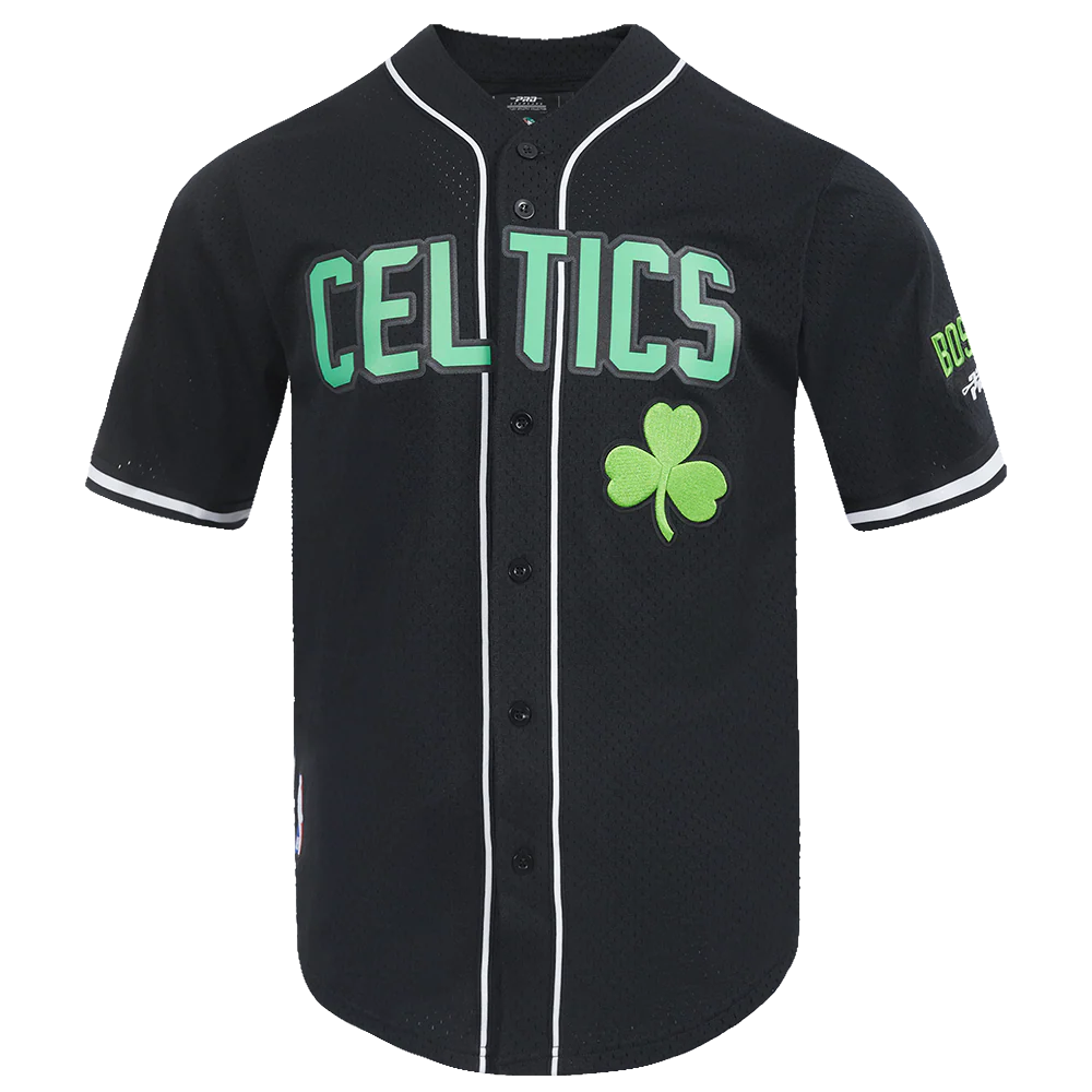 NBA BOSTON CELTICS CITY EDITION 24-25 MEN'S MESH BUTTON DOWN SHIRT (BLACK)