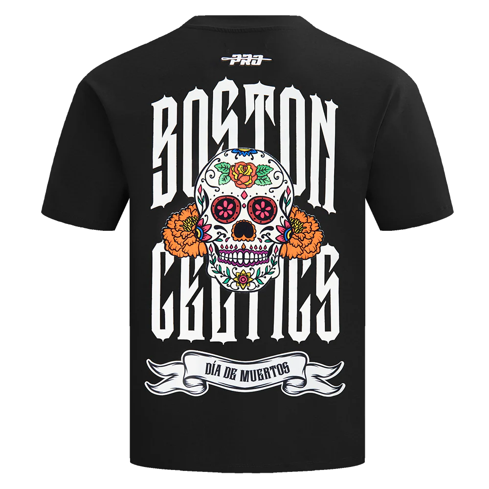 NBA BOSTON CELTICS RIB CAGE MEN'S COTTON JERSEY DROP SHOULDER TEE (BLACK) - Image 4