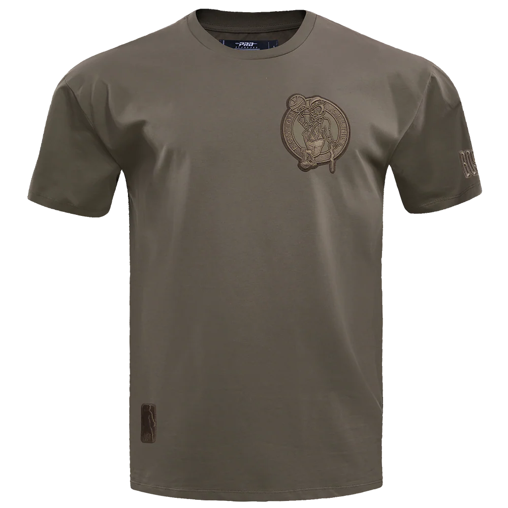 NBA BOSTON CELTICS NEUTRAL MEN'S DROP SHOULDER TEE (DARK TAUPE)