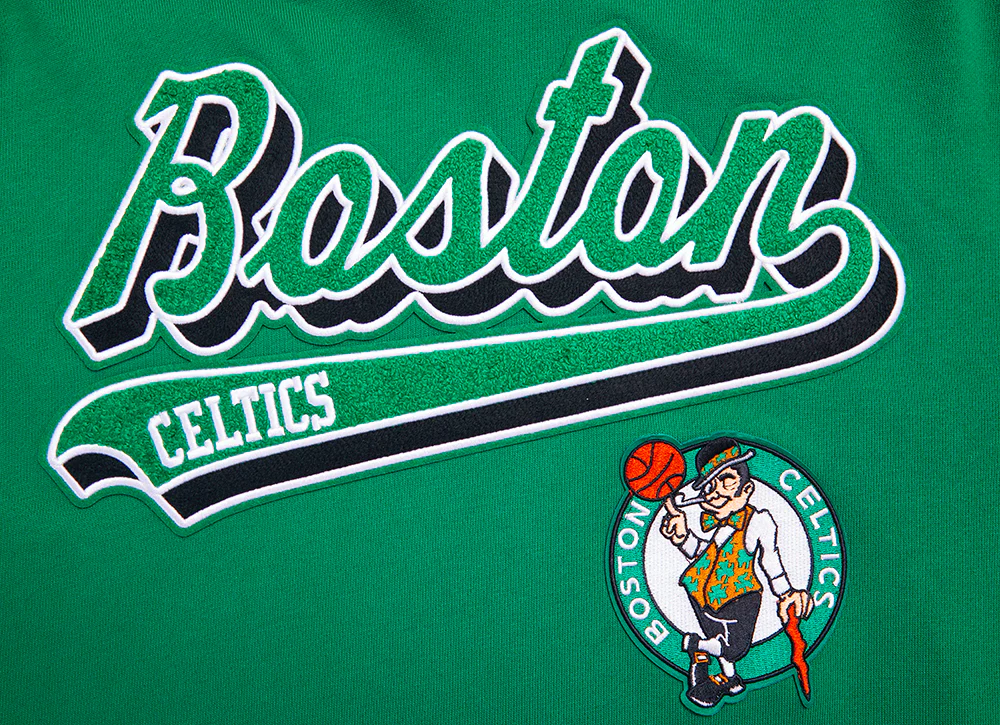NBA BOSTON CELTICS SCRIPT TAIL MEN'S RIB FLEECE PULLOVER HOODIE (KELLY GREEN) - Image 6