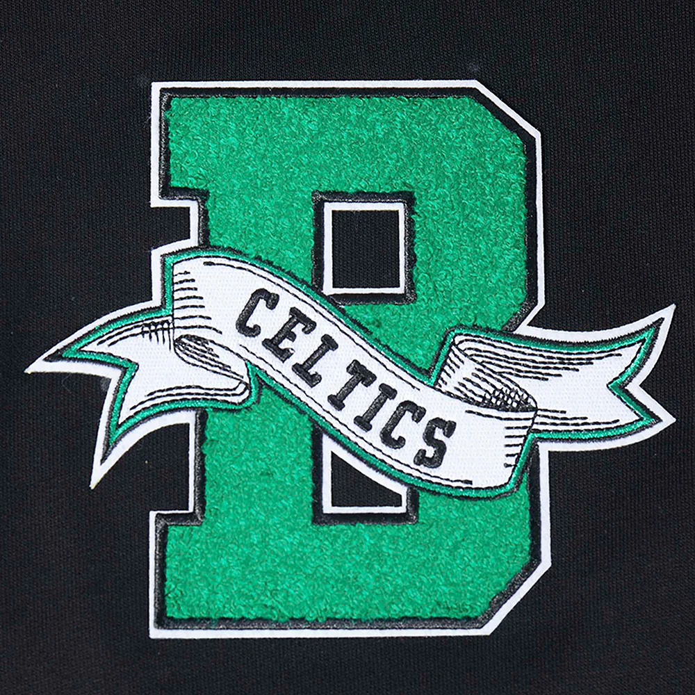 NBA BOSTON CELTICS TEAM PENNANTS MEN'S RIB FLEECE PULLOVER HOODIE (BLACK) - Image 8