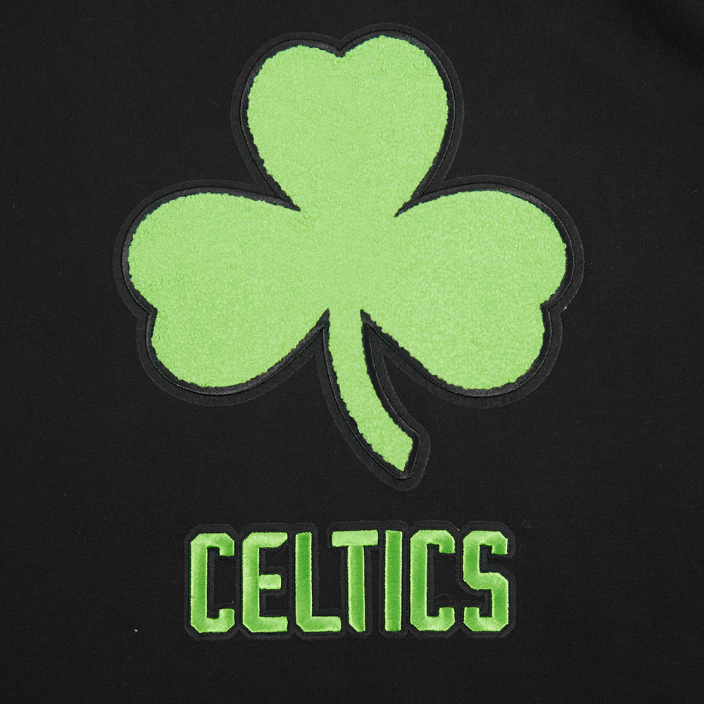 NBA BOSTON CELTICS CITY EDITION 24-25 MEN'S RIB FLEECE PULLOVER HOODIE (BLACK) - Image 5