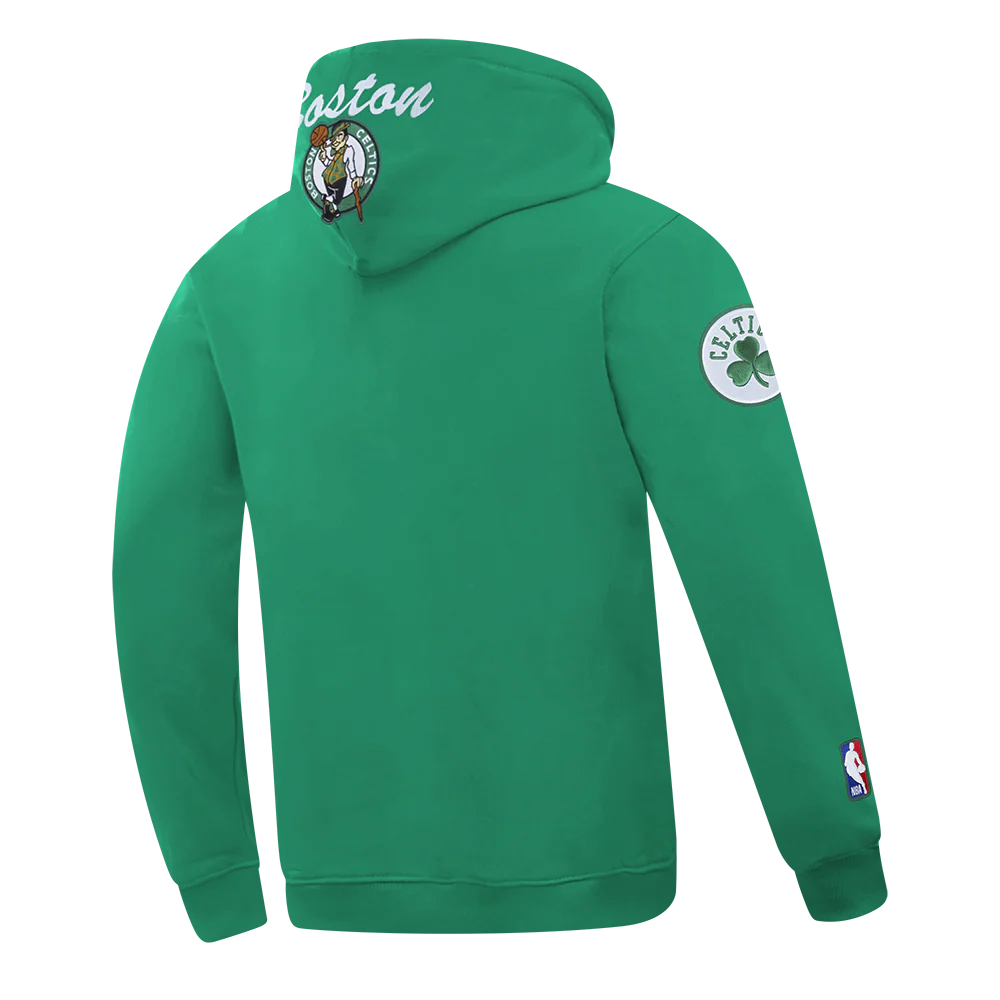 NBA BOSTON CELTICS TEAM BADGE MEN'S RIB FLC PO HOODIE (KELLY GREEN) - Image 6