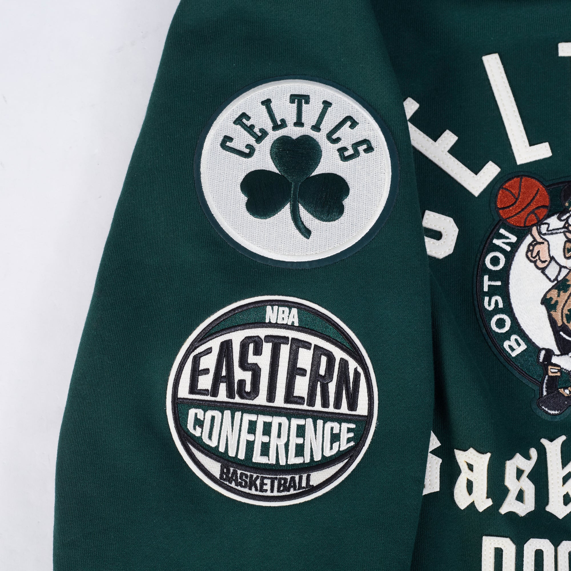 NBA BOSTON CELTICS MODERN ORIGINALS MEN'S FLC PO HOODIE (FOREST GREEN) - Image 7