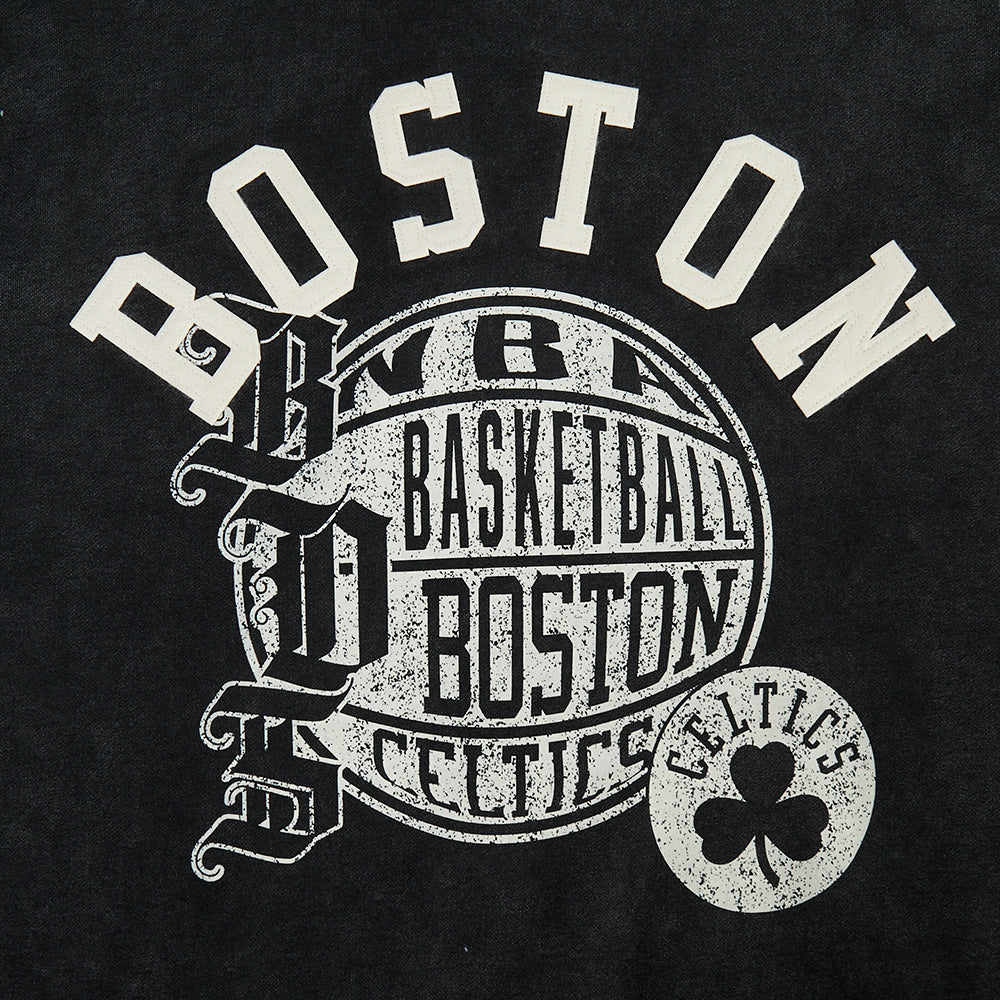 NBA BOSTON CELTICS STREET TEAM MEN'S ENZYME WASH DS FT PO HOODIE (WASHED BLACK) - Image 5