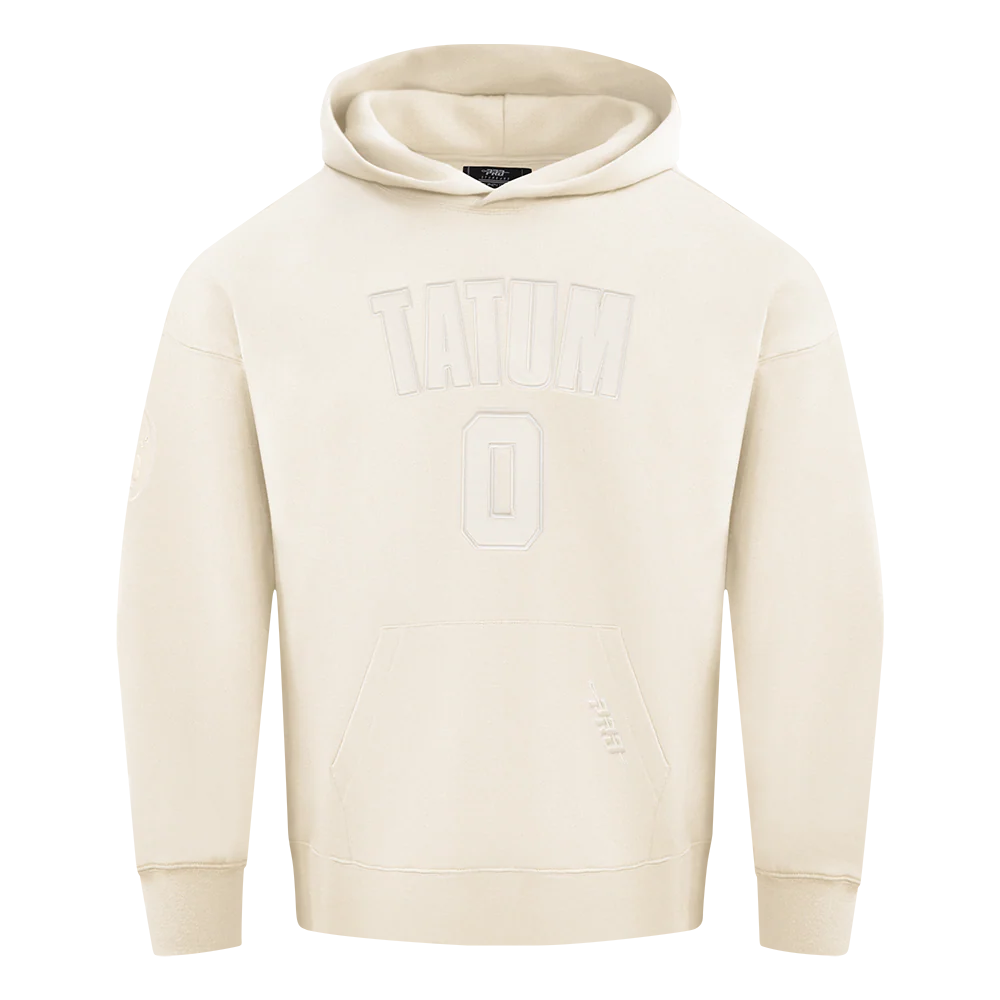 NBA BOSTON CELTICS JAYSON TATUM #0 NEUTRAL PNN MEN'S DROP SHOULDER FLC PO HOODIE (EGGSHELL)