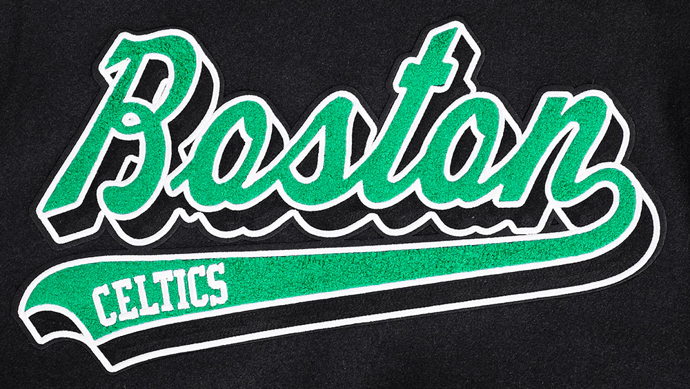 NBA BOSTON CELTICS SCRIPT TAIL MEN'S RIB WOOL VARSITY (BLACK/WHITE) - Image 10