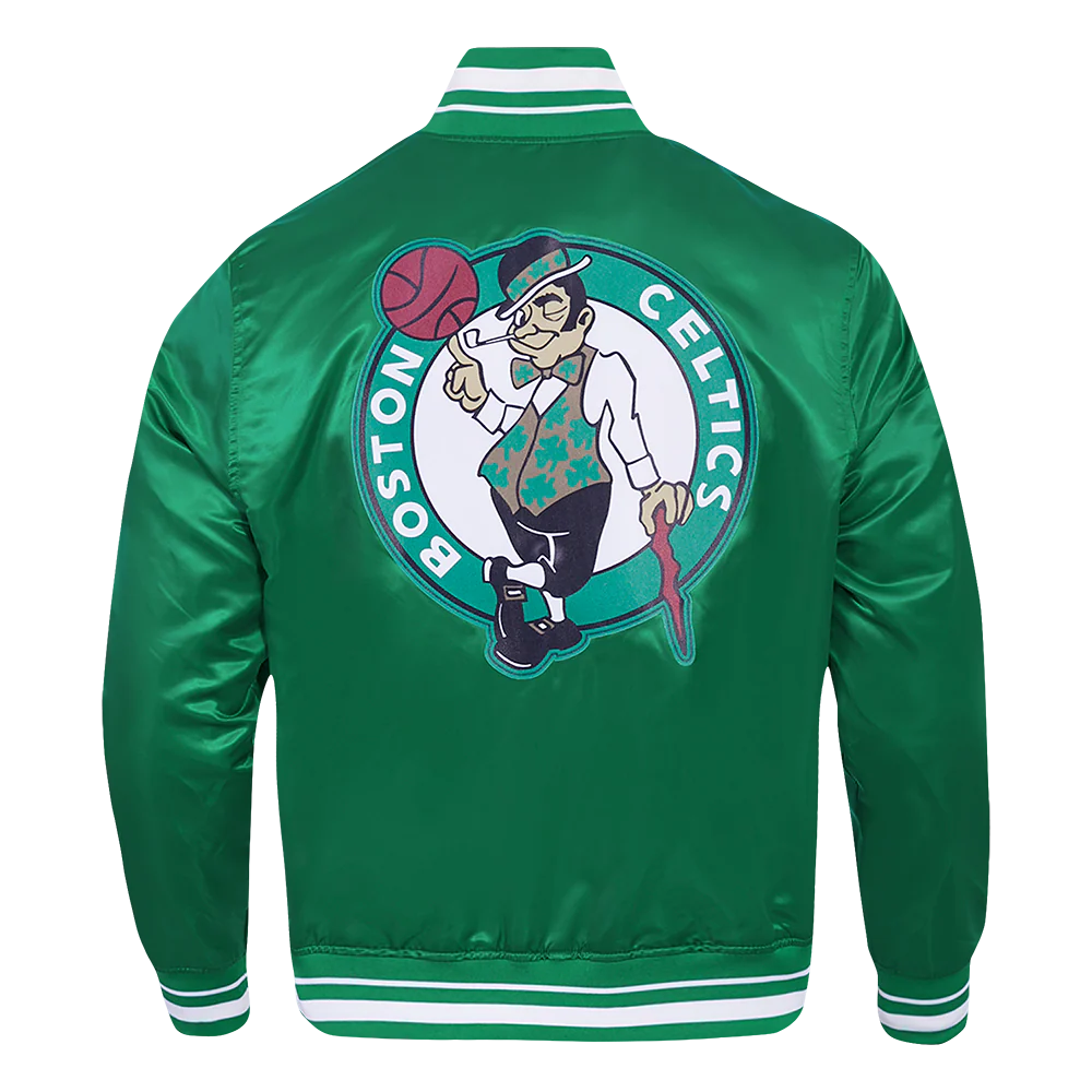NBA BOSTON CELTICS SCRIPT TAIL MEN'S SATIN JACKET (KELLY GREEN) - Image 4