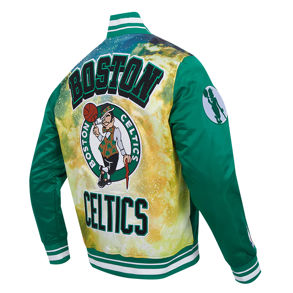 NBA BOSTON CELTICS SUBLIMATED MEN'S SATIN JACKET-GREEN SKY (KELLY GREEN) - Image 4