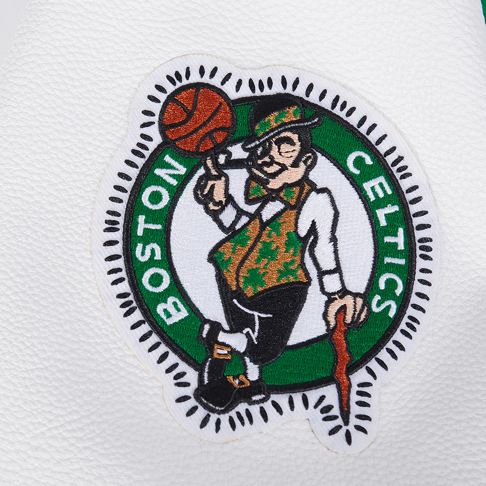 NBA BOSTON CELTICS DIY PICK STITCH MEN'S RIB WOOL VARSITY JACKET (KELLY GREEN/ WHITE) - Image 8