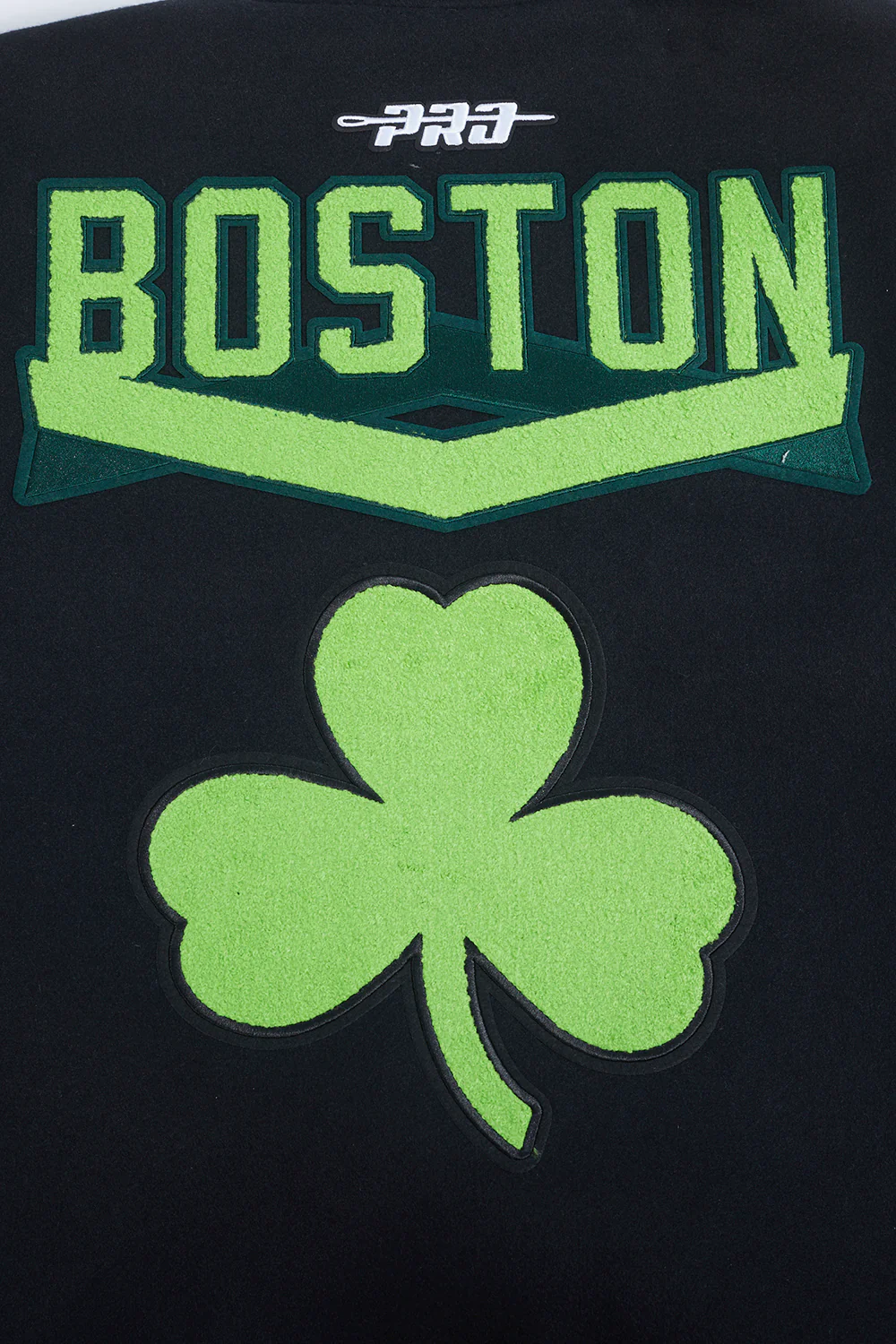 NBA BOSTON CELTICS CITY EDITION 24-25 MEN'S RIB WOOL VARSITY JACKET (BLACK) - Image 9