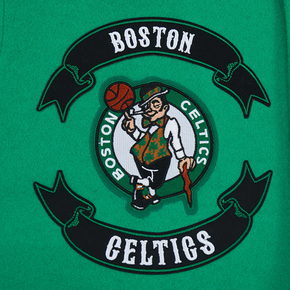 NBA BOSTON CELTICS BORN FOR SPORT MEN'S WOOL VARSITY JACKET (KELLY GREEN) - Image 9