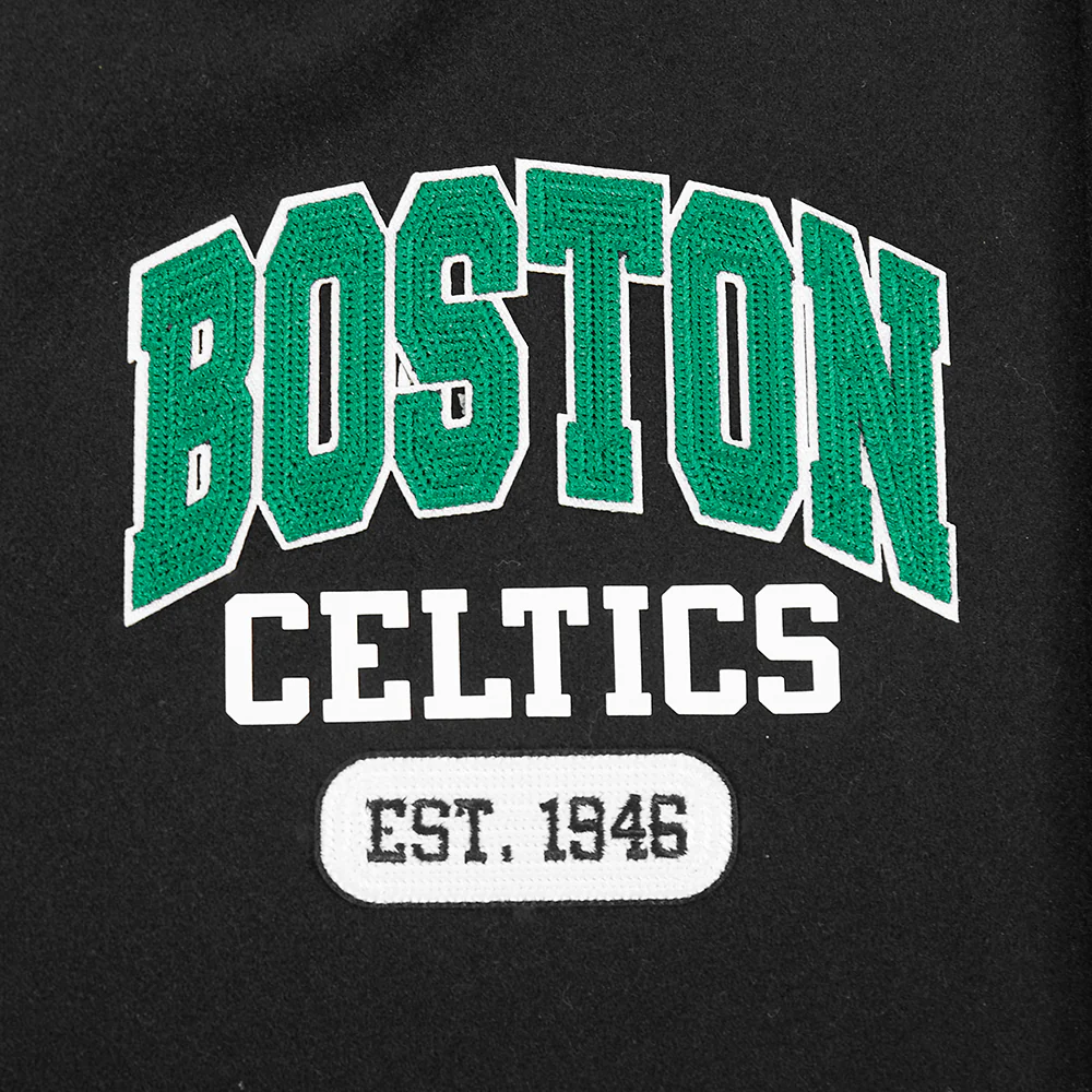 NBA BOSTON CELTICS CITY ARCH MEN'S WOOL VARSITY JACKET (BLACK/WHITE) - Image 10