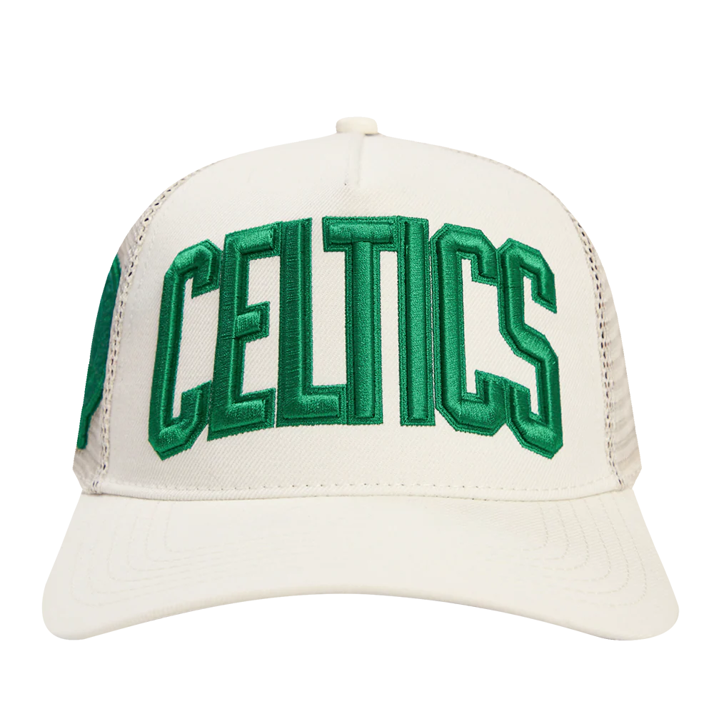 NBA BOSTON CELTICS TRIPLE TONAL WORDMARK TRUCKER HAT (EGGSHELL)