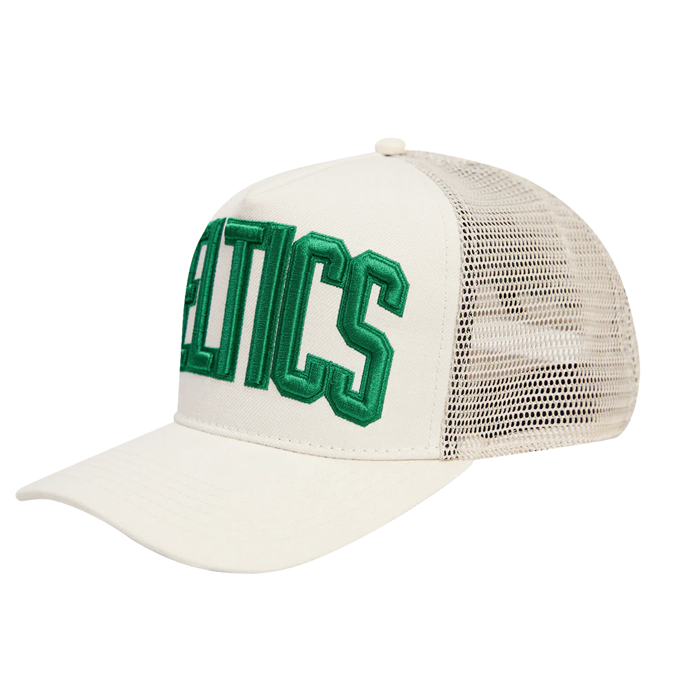 NBA BOSTON CELTICS TRIPLE TONAL WORDMARK TRUCKER HAT (EGGSHELL) - Image 3