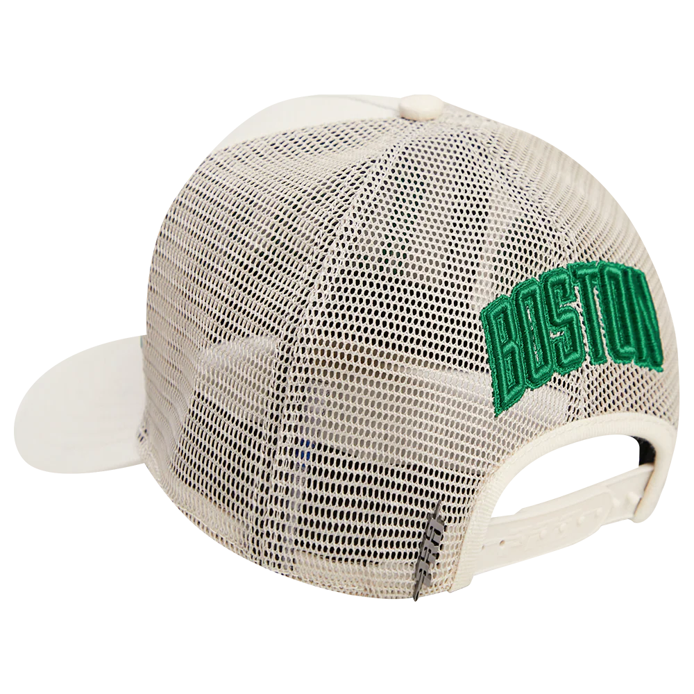 NBA BOSTON CELTICS TRIPLE TONAL WORDMARK TRUCKER HAT (EGGSHELL) - Image 4