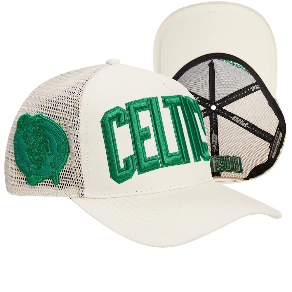 NBA BOSTON CELTICS TRIPLE TONAL WORDMARK TRUCKER HAT (EGGSHELL) - Image 7