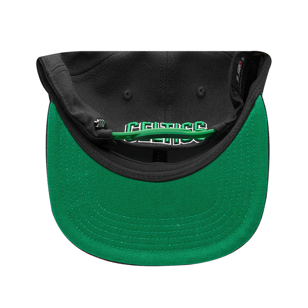 NBA BOSTON CELTICS OLD ENGLISH UNISEX 6 PANEL SNAPBACK HAT (BLACK) - Image 7