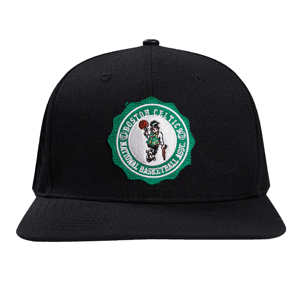 NBA BOSTON CELTICS CREST EMBLEM UNISEX WOOL SNAPBACK HAT (BLACK)