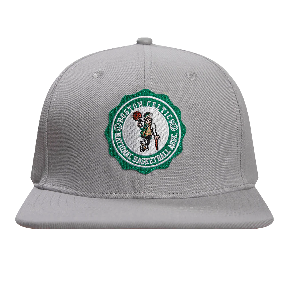 NBA BOSTON CELTICS CREST EMBLEM UNISEX WOOL SNAPBACK HAT (GRAY)