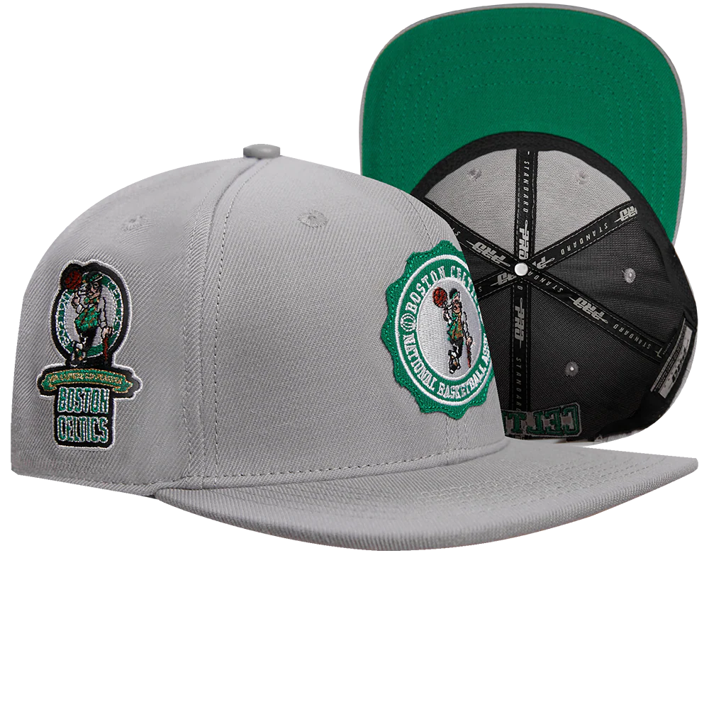 NBA BOSTON CELTICS CREST EMBLEM UNISEX WOOL SNAPBACK HAT (GRAY) - Image 8