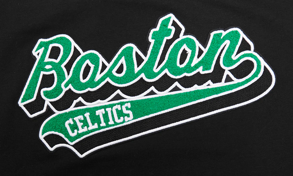 NBA BOSTON CELTICS SCRIPT TAIL WOMEN'S SINGLE JERSEY BOXY TEE (BLACK) - Image 5