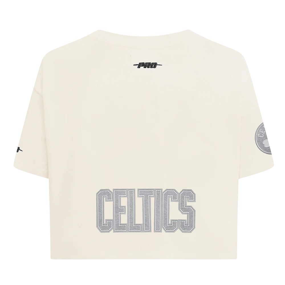 NBA BOSTON CELTICS REVERSE FRENCH TERRY WOMEN'S SINGLE JERSEY BOXY TEE (EGGSHELL) - Image 3
