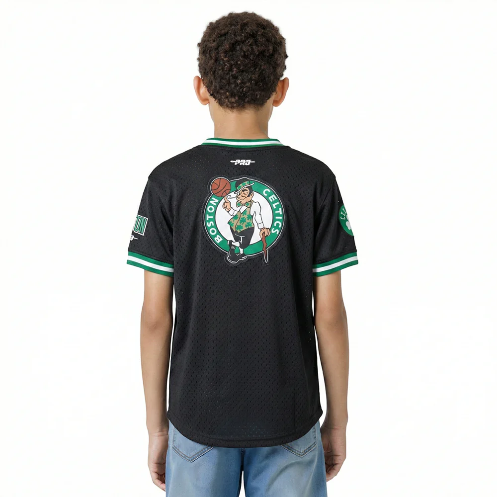 NBA BOSTON CELTICS CLASSIC BIG BOYS SHORT SLEEVE MESH TEE (BLACK) - Image 2