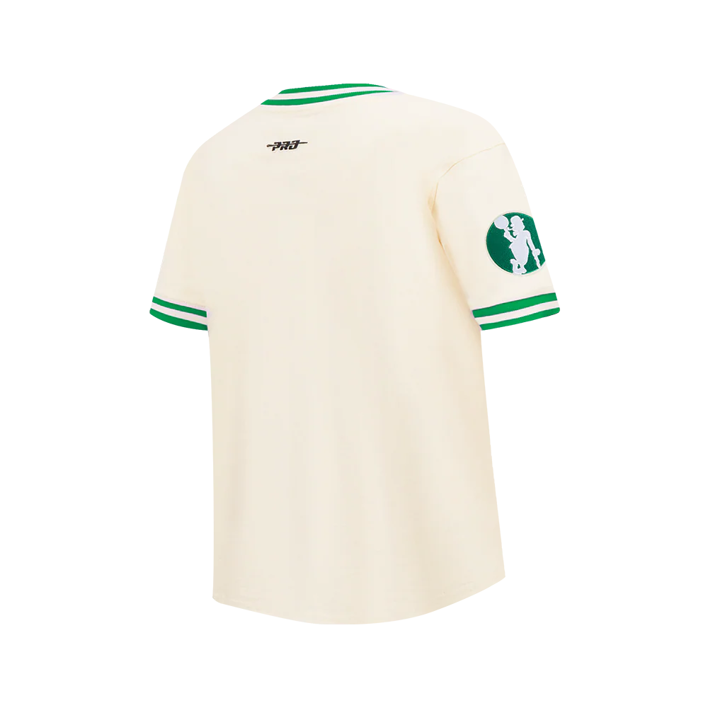 NBA BOSTON CELTICS RETRO CLASSIC BIG BOY'S SS STRIPED RIB TEE (EGGSHELL/ KELLY GREEN) - Image 4