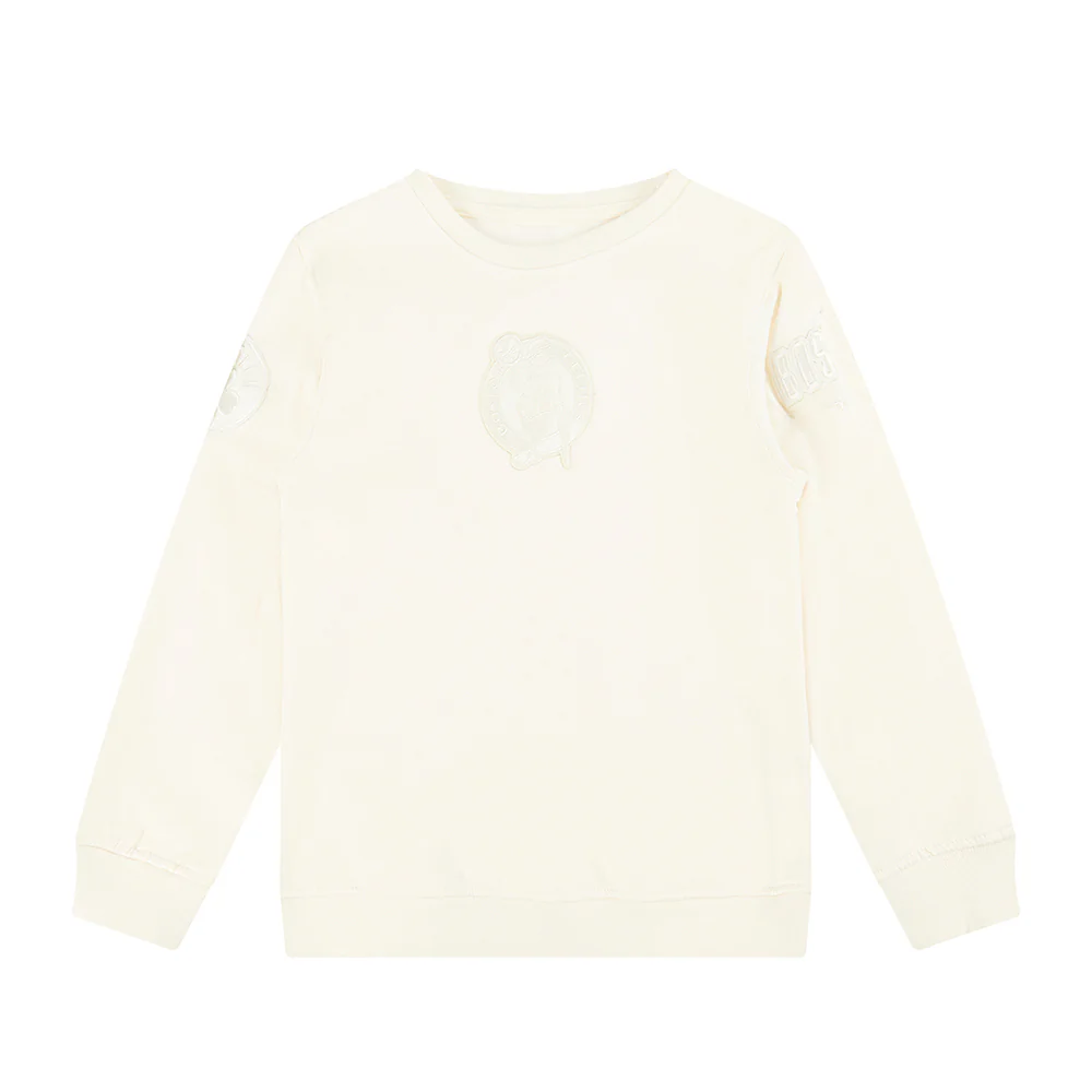 NBA BOSTON CELTICS NEUTRAL BIG BOYS FLEECE CREWNECK (EGGSHELL)