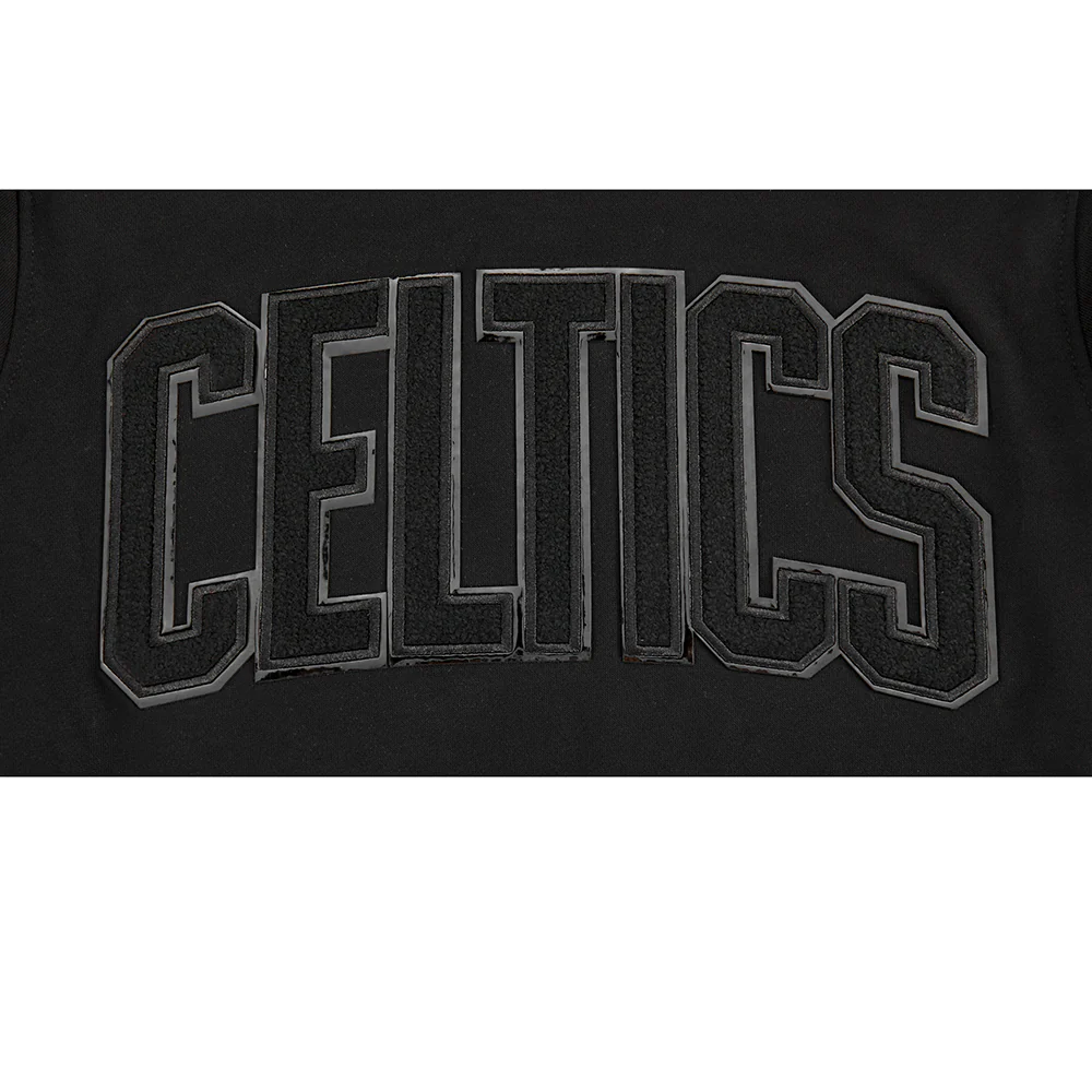 NBA BOSTON CELTICS TRIPLE BLACK BIG BOYS FLEECE PULLOVER HOODIE (BLACK) - Image 3