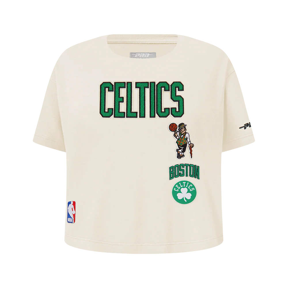 NBA BOSTON CELTICS RETRO CLASSIC BIG GIRL'S SS BOXY TEE (EGGSHELL)