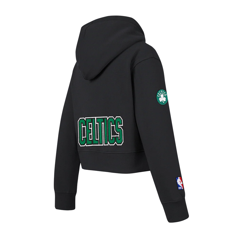 NBA BOSTON CELTICS CLASSIC BIG GIRLS FLEECE FULL ZIP HOODIE (BLACK) - Image 4