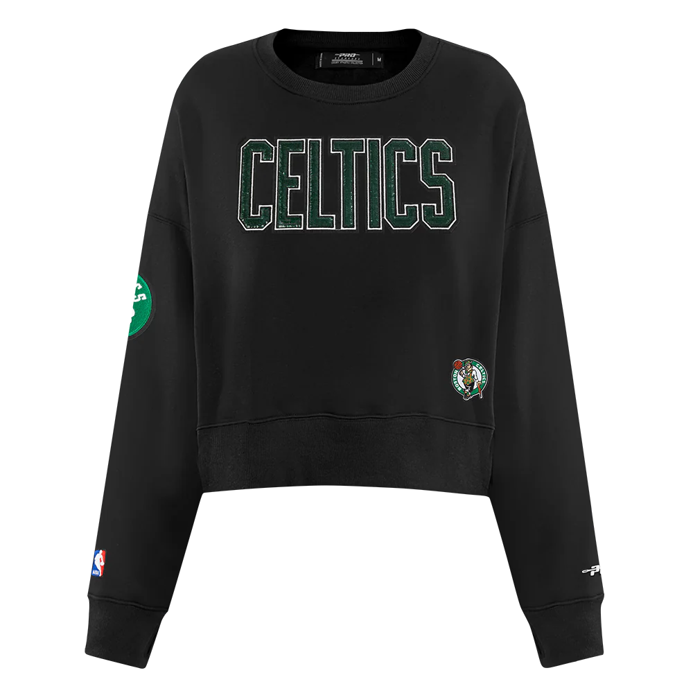 NBA BOSTON CELTICS GAME DAY CLASSICS WOMEN'S DOUBLE KNIT CREWNECK (BLACK)