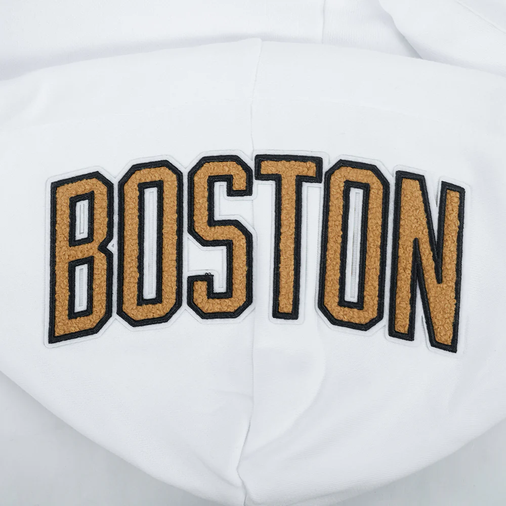NBA BOSTON CELTICS CITY EDITION 25-26 WOMEN'S RIB FLC CROPPED PO HOODIE (WHITE/BLACK) - Image 5