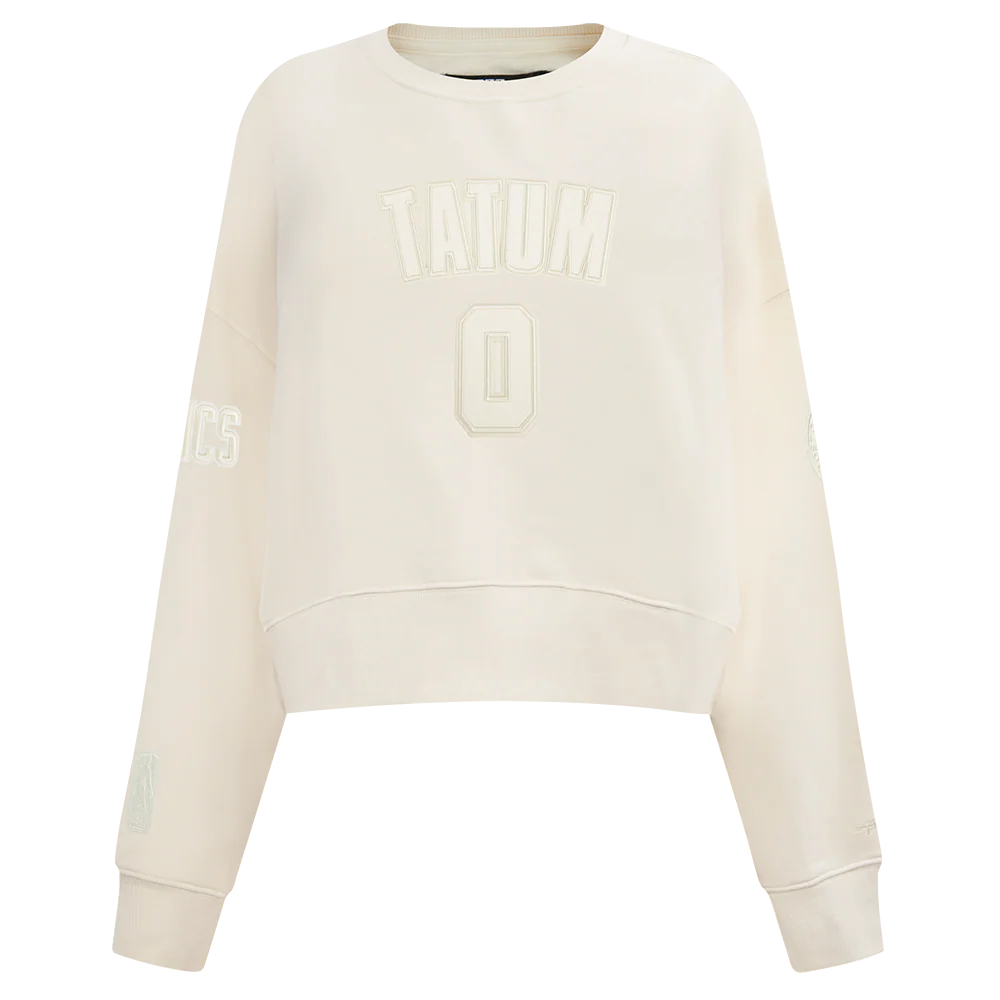 NBA BOSTON CELTICS JAYSON TATUM #0 NEUTRAL PNN WOMEN'S FLC CREWNECK (EGGSHELL)