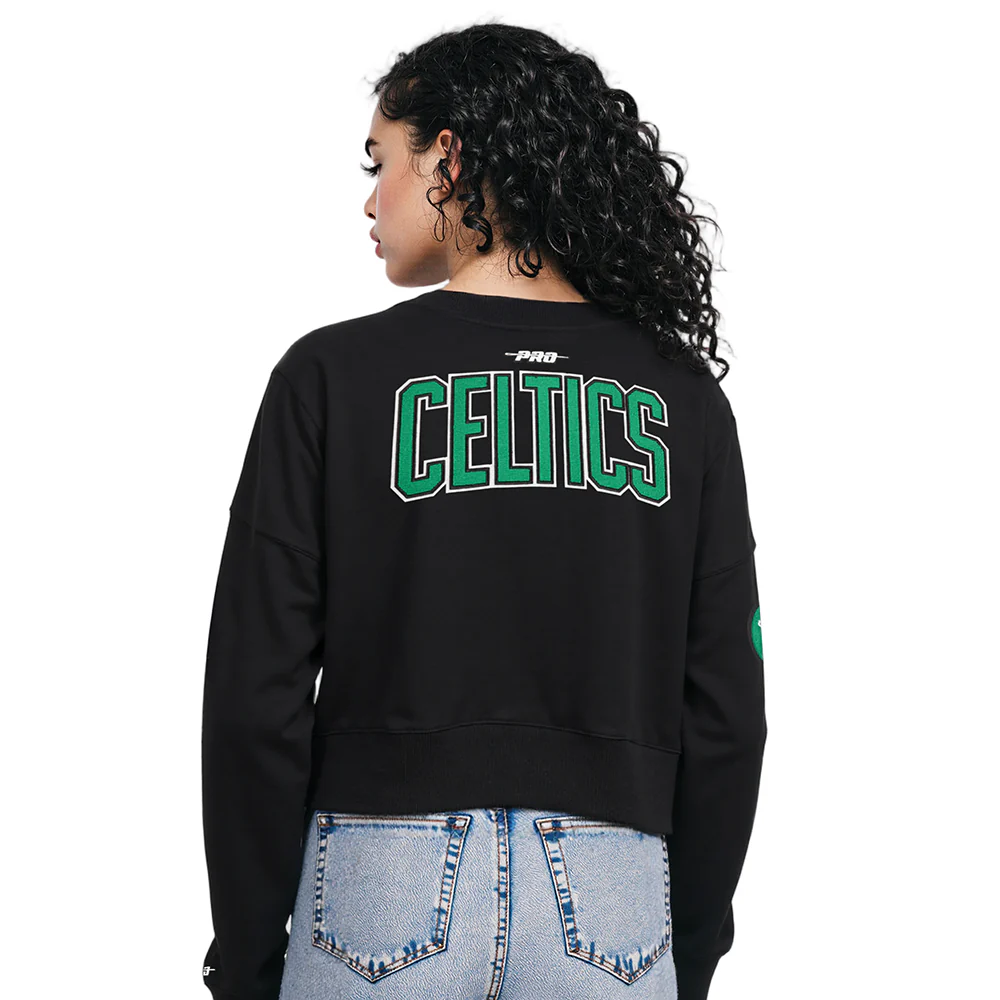 NBA BOSTON CELTICS JAYSON TATUM #0 CLASSIC PNN WOMEN'S FLC CREWNECK (BLACK) - Image 2
