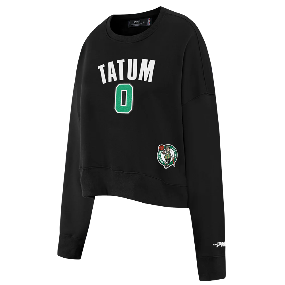 NBA BOSTON CELTICS JAYSON TATUM #0 CLASSIC PNN WOMEN'S FLC CREWNECK (BLACK) - Image 3