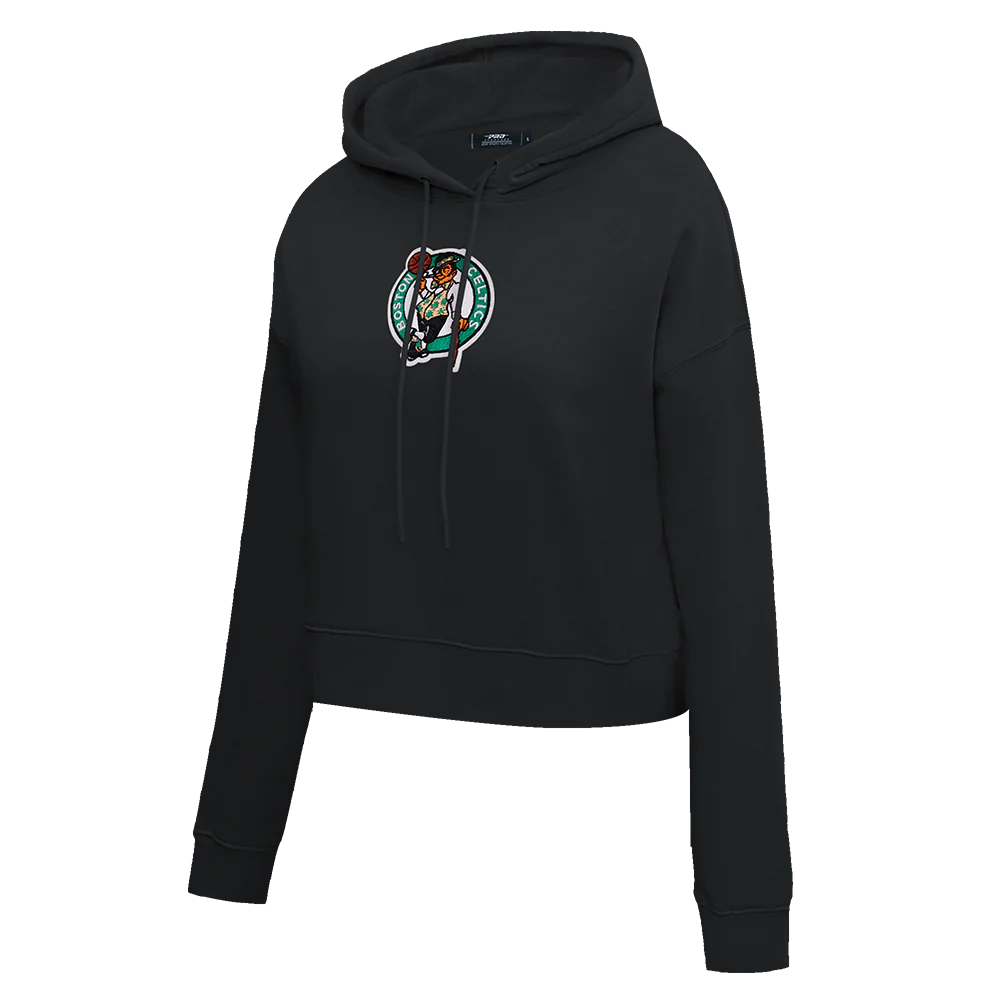 NBA BOSTON CELTICS CLASSIC WOMEN'S CROPPED PULLOVER HOODIE (BLACK) - Image 2