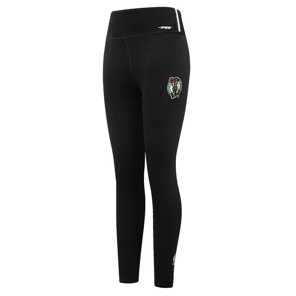 NBA BOSTON CELTICS SCRIPT TAIL WOMEN'S HIGH WAIST JERSEY LEGGING (BLACK)