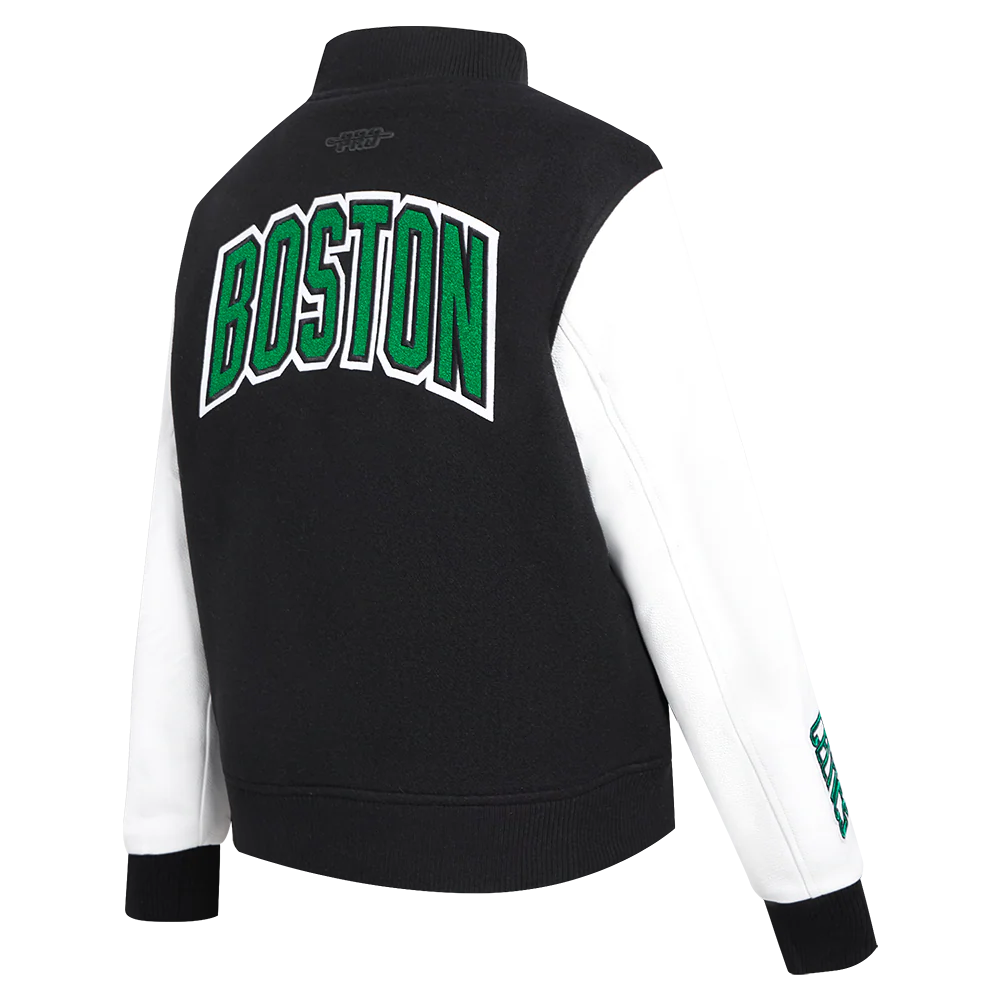 NBA BOSTON CELTICS CLASSIC WOMEN'S WOOL VARSITY JACKET (BLACK/WHITE) - Image 4