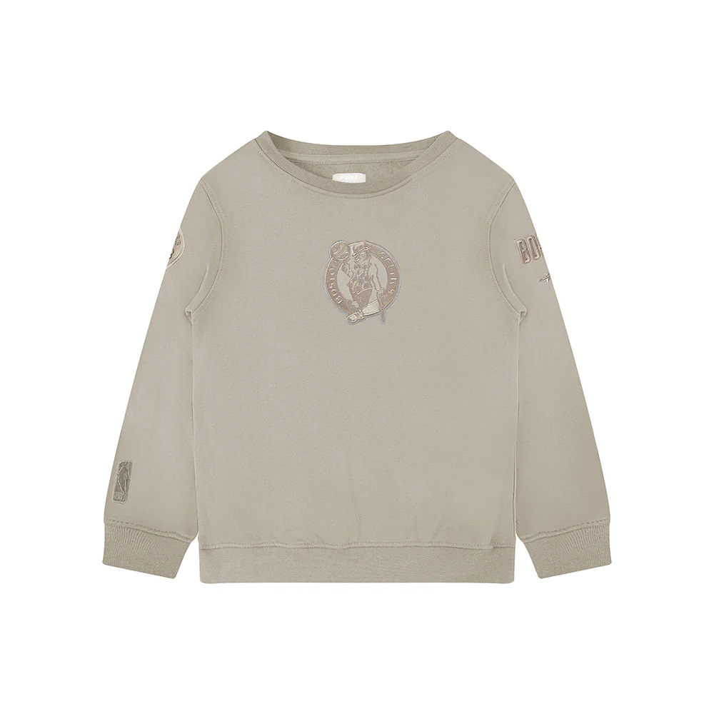 NBA BOSTON CELTICS NEUTRAL LITTLE BOYS FLEECE CREWNECK (TAUPE) - Image 3