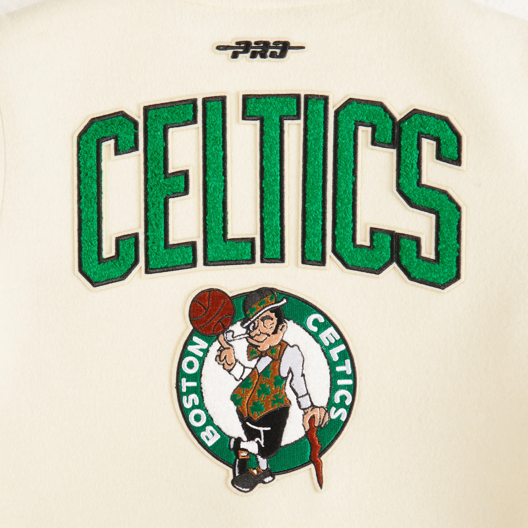 NBA BOSTON CELTICS RETRO CLASSIC LITTLE BOYS RIB WOOL VARSITY JACKET (EGGSHELL/ KELLY GREEN) - Image 10