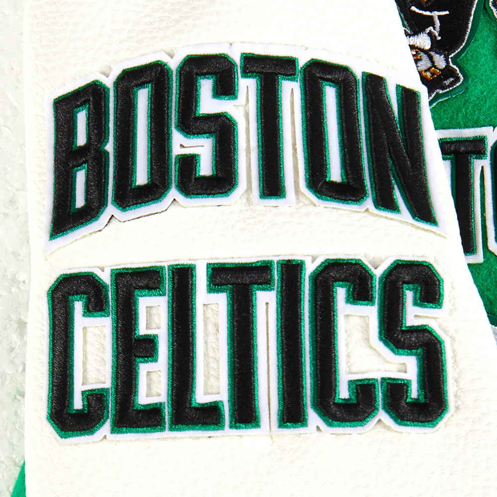 NBA BOSTON CELTICS RETRO CLASSIC LITTLE BOYS RIB WOOL VARSITY JACKET (KELLY GREEN/ WHITE) - Image 10