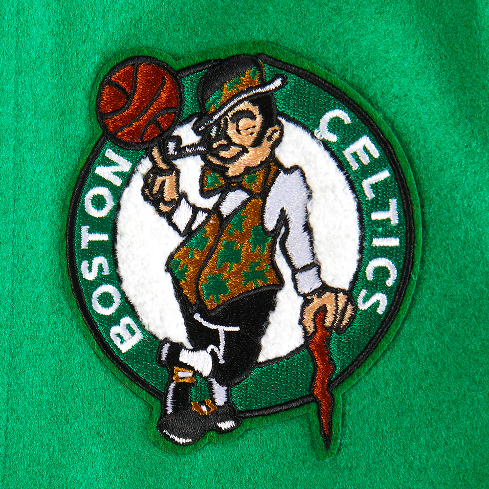 NBA BOSTON CELTICS RETRO CLASSIC LITTLE BOYS RIB WOOL VARSITY JACKET (KELLY GREEN/ WHITE) - Image 6