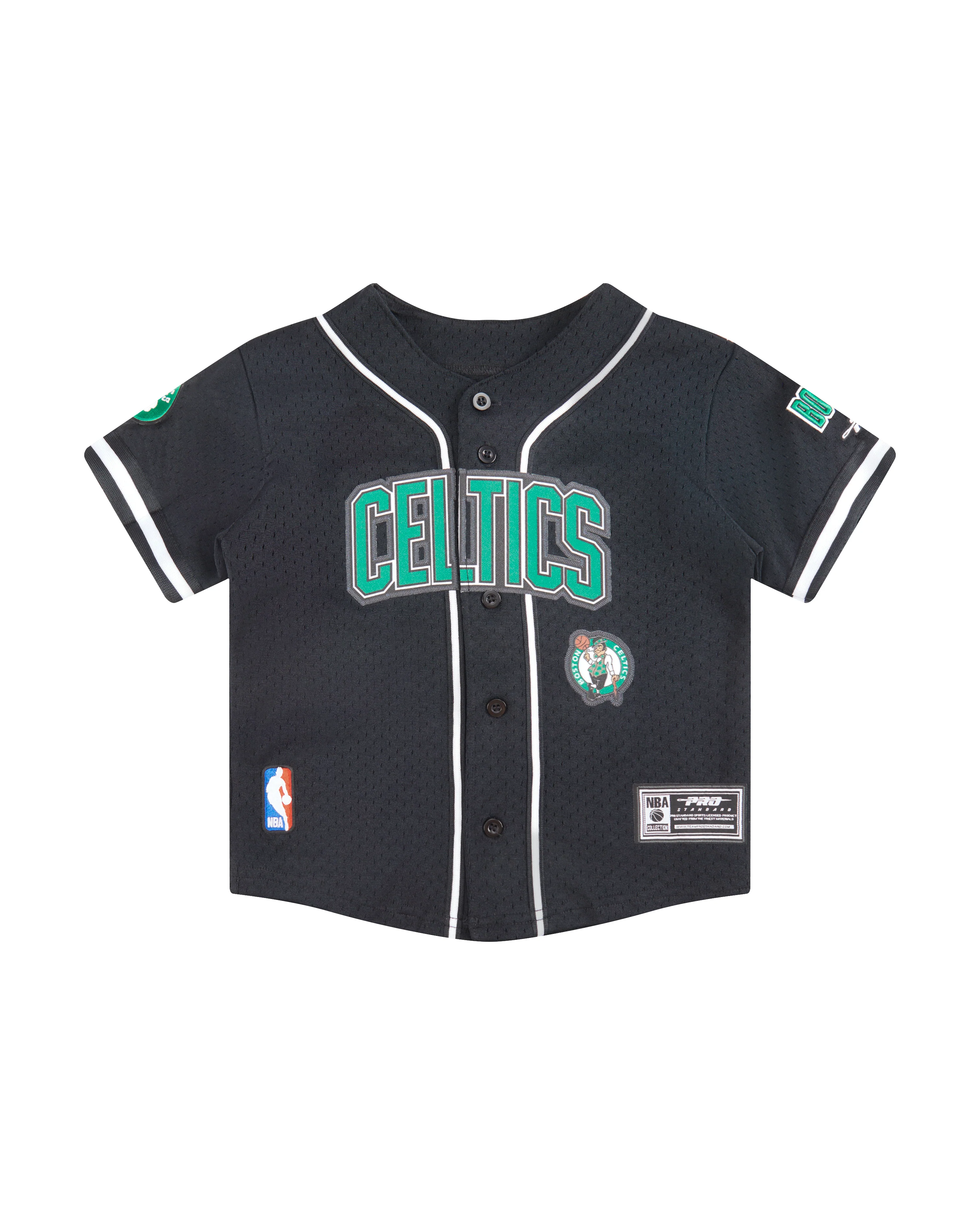 NBA BOSTON CELTICS CLASSIC TODDLER BOYS MESH BUTTON DOWN SHIRT (BLACK) - Image 3