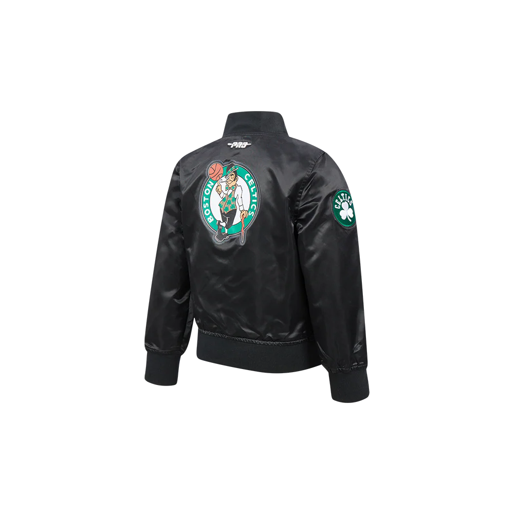 NBA BOSTON CELTICS CLASSIC TODDLER BOYS SATIN JACKET (BLACK) - Image 4
