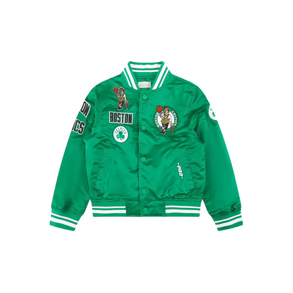 NBA BOSTON CELTICS RETRO CLASSIC TODDLER BOYS RIB SATIN JACKET (KELLY GREEN) - Image 3