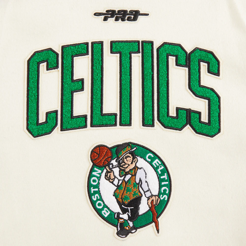 NBA BOSTON CELTICS RETRO CLASSIC TODDLER BOYS RIB WOOL VARSITY JACKET (EGGSHELL/ KELLY GREEN) - Image 10